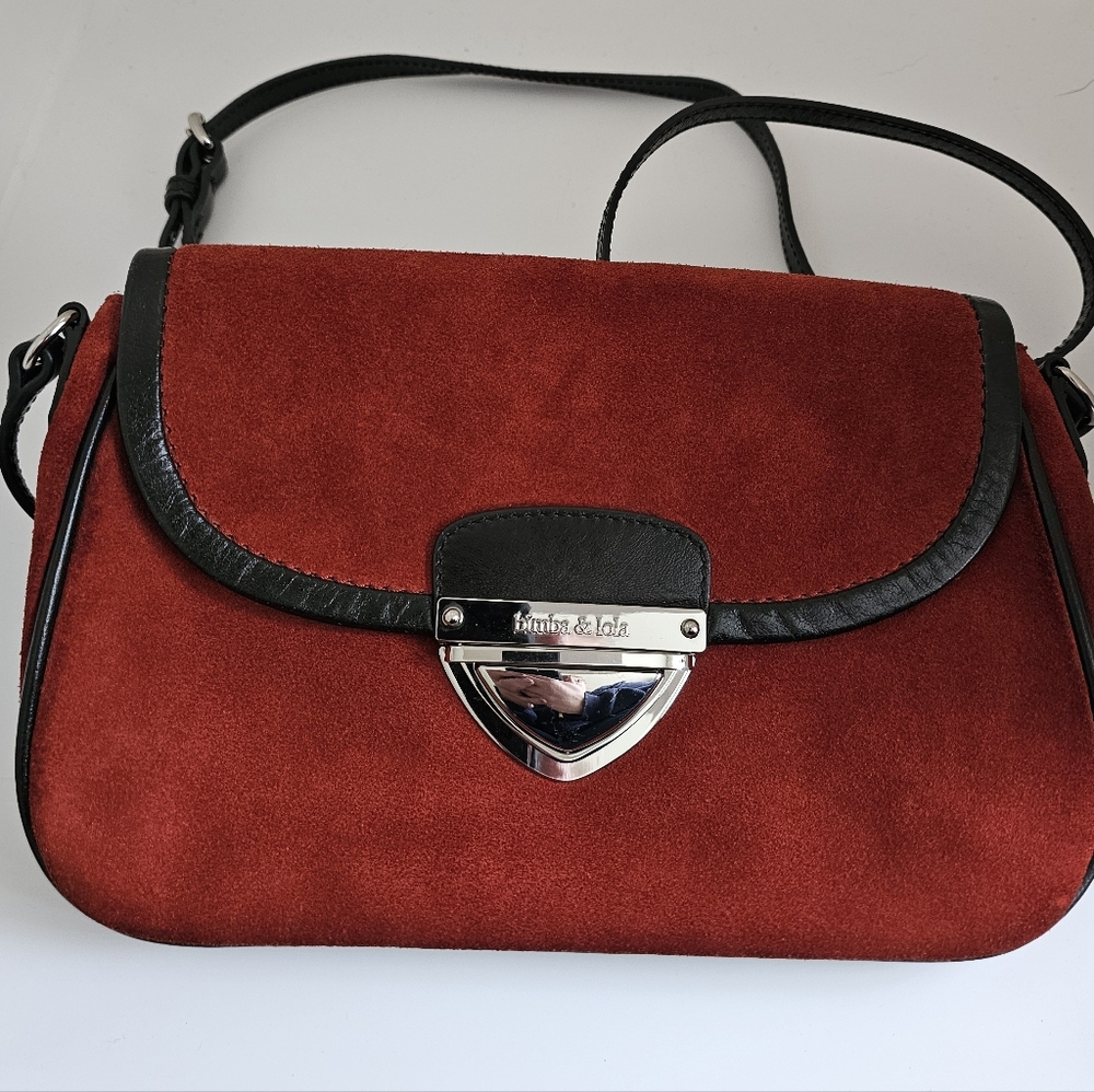 Bimba & Lola Red Suede Shoulder Bag EUC